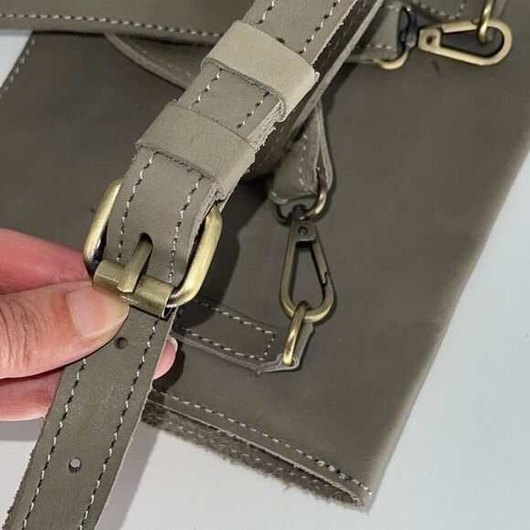 Womens‎ Leather Detachable Adjustable Crossbody Hand Bag Gray Green OS - Picture 5 of 7